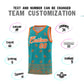 Custom Aqua Orange Personalized Cashew Pattern Sports Uniform Basketball Jersey Limited