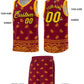 Custom Crimson Yellow Personalized Cashew Pattern Sports Uniform Basketball Jersey Limited