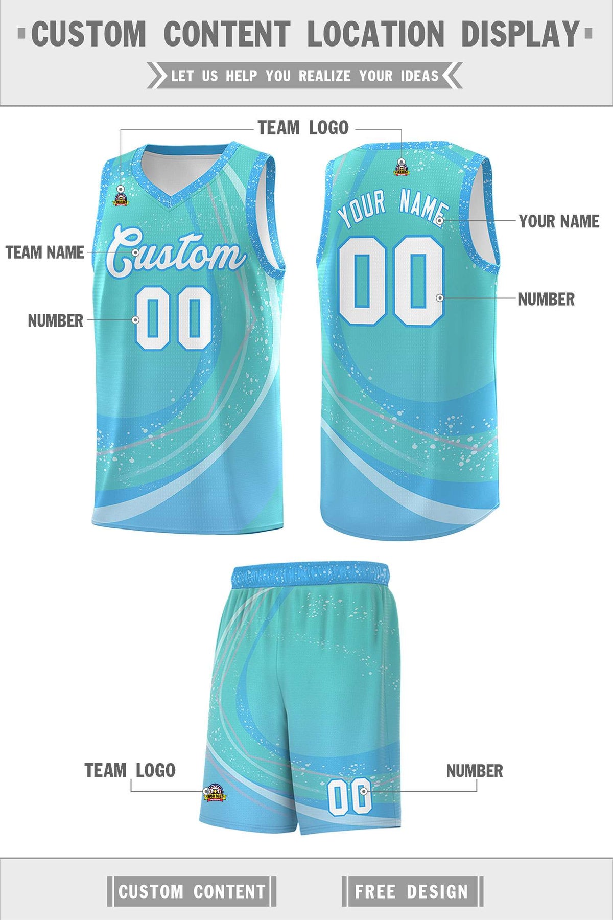 Custom Aqua Powder Blue Personalized Galaxy Graffiti Pattern Sports Uniform Basketball Jersey Limited