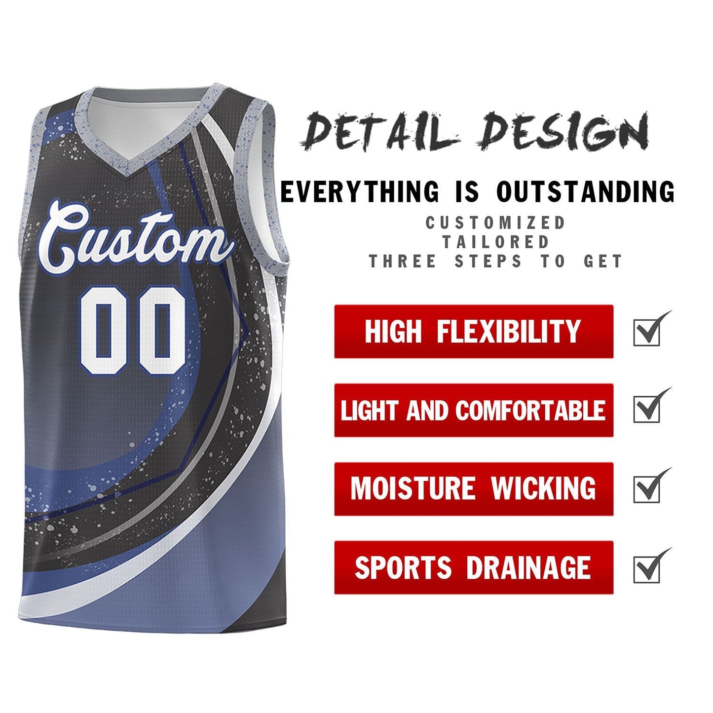 Custom Dark Gray Blue Personalized Galaxy Graffiti Pattern Sports Uniform Basketball Jersey Limited