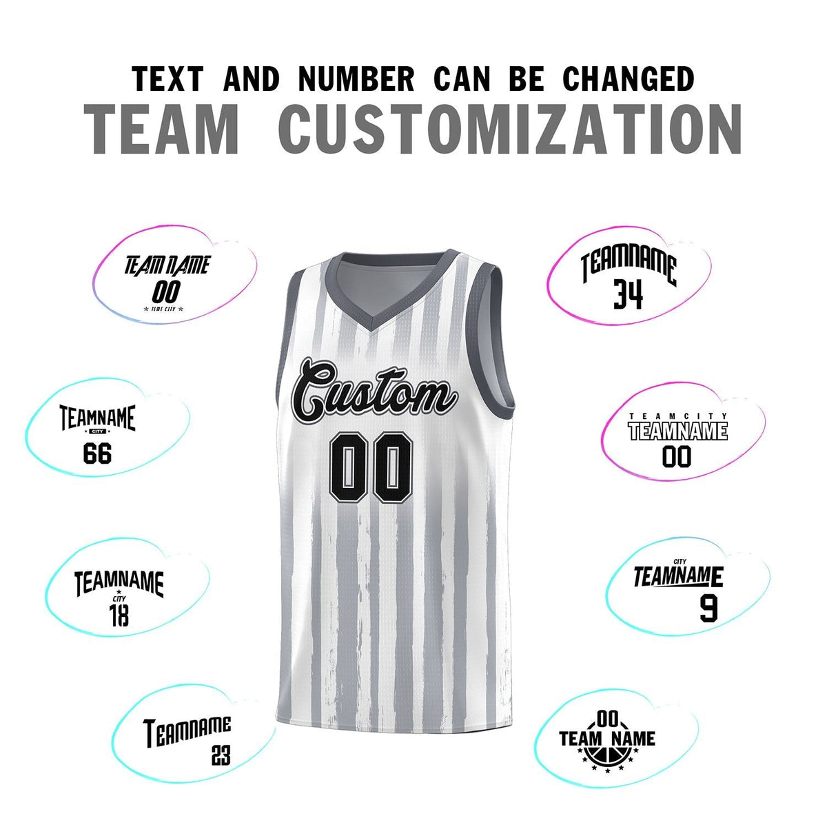 Custom White Black Vertical Striped Pattern Sports Uniform Basketball Jersey Limited