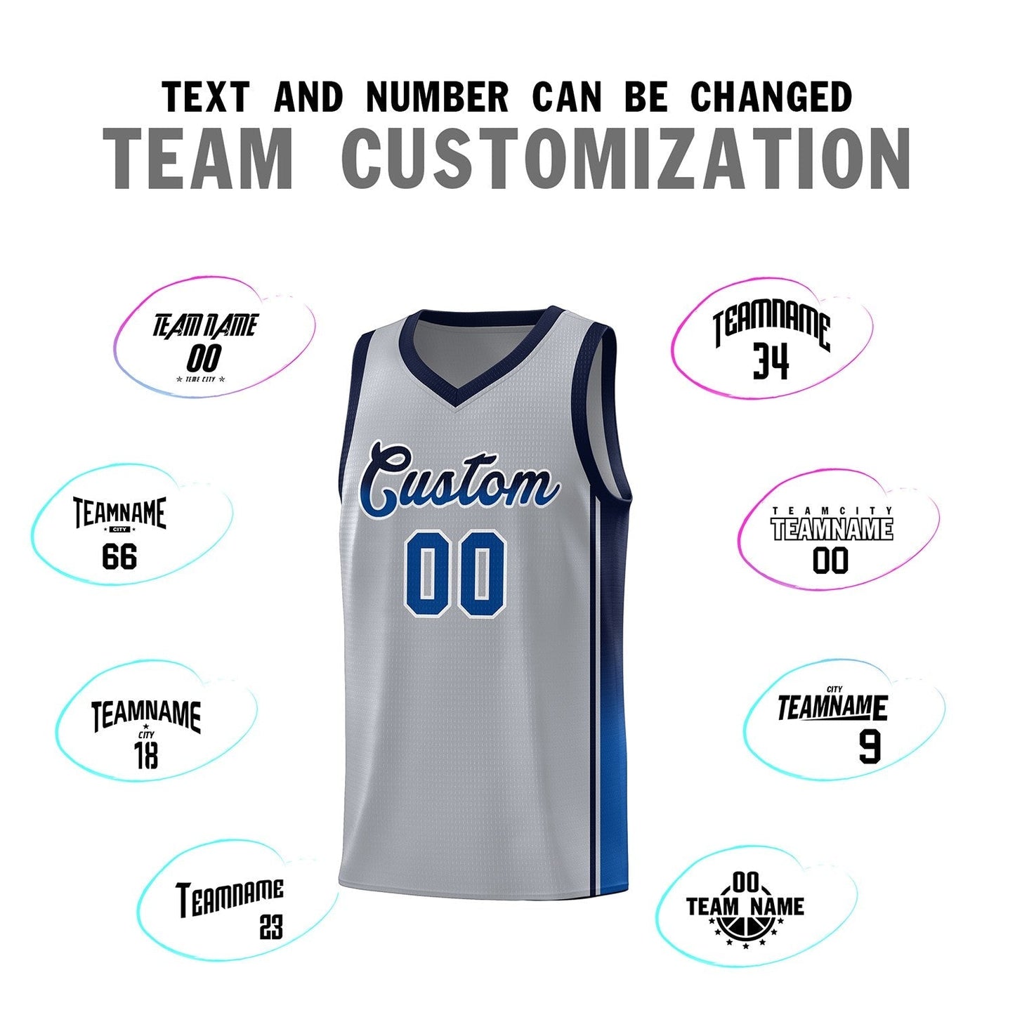 Custom Gray Navy-Royal Gradient Fashion Sports Uniform Basketball Jersey Limited