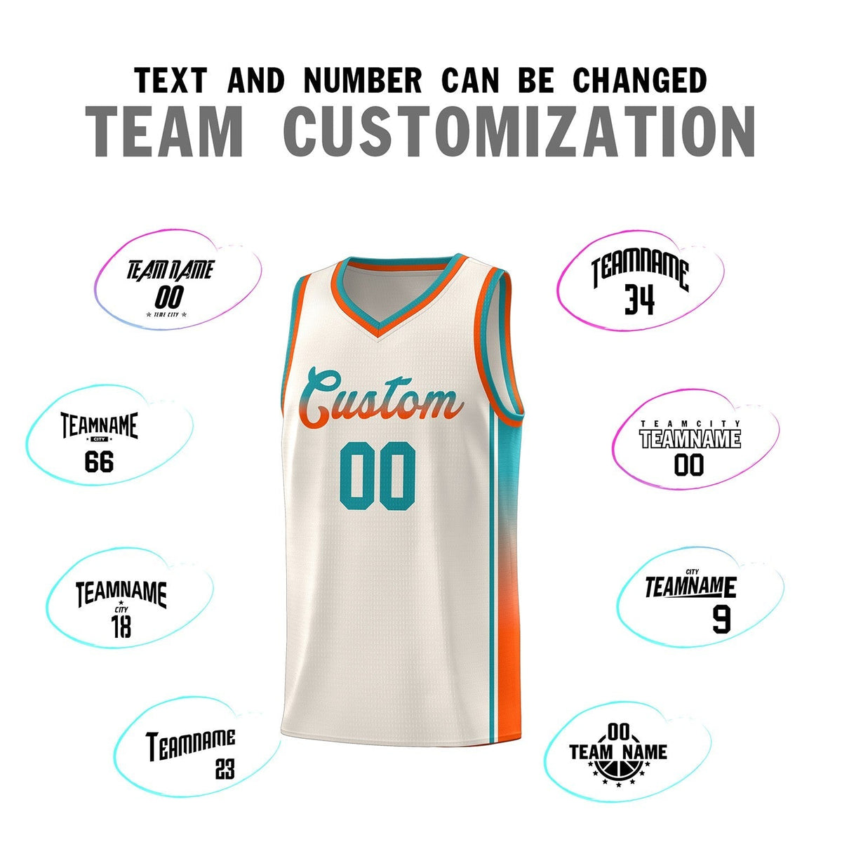 Custom Khaki Aqua-Orange Gradient Fashion Sports Uniform Basketball Jersey Limited