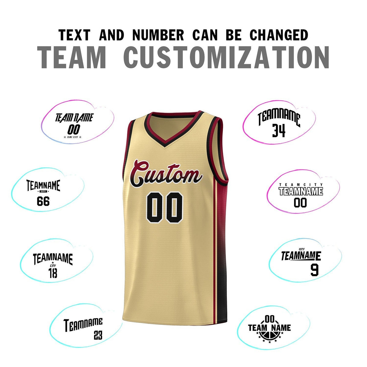 Custom Khaki Crimson-Black Gradient Fashion Sports Uniform Basketball Jersey Limited