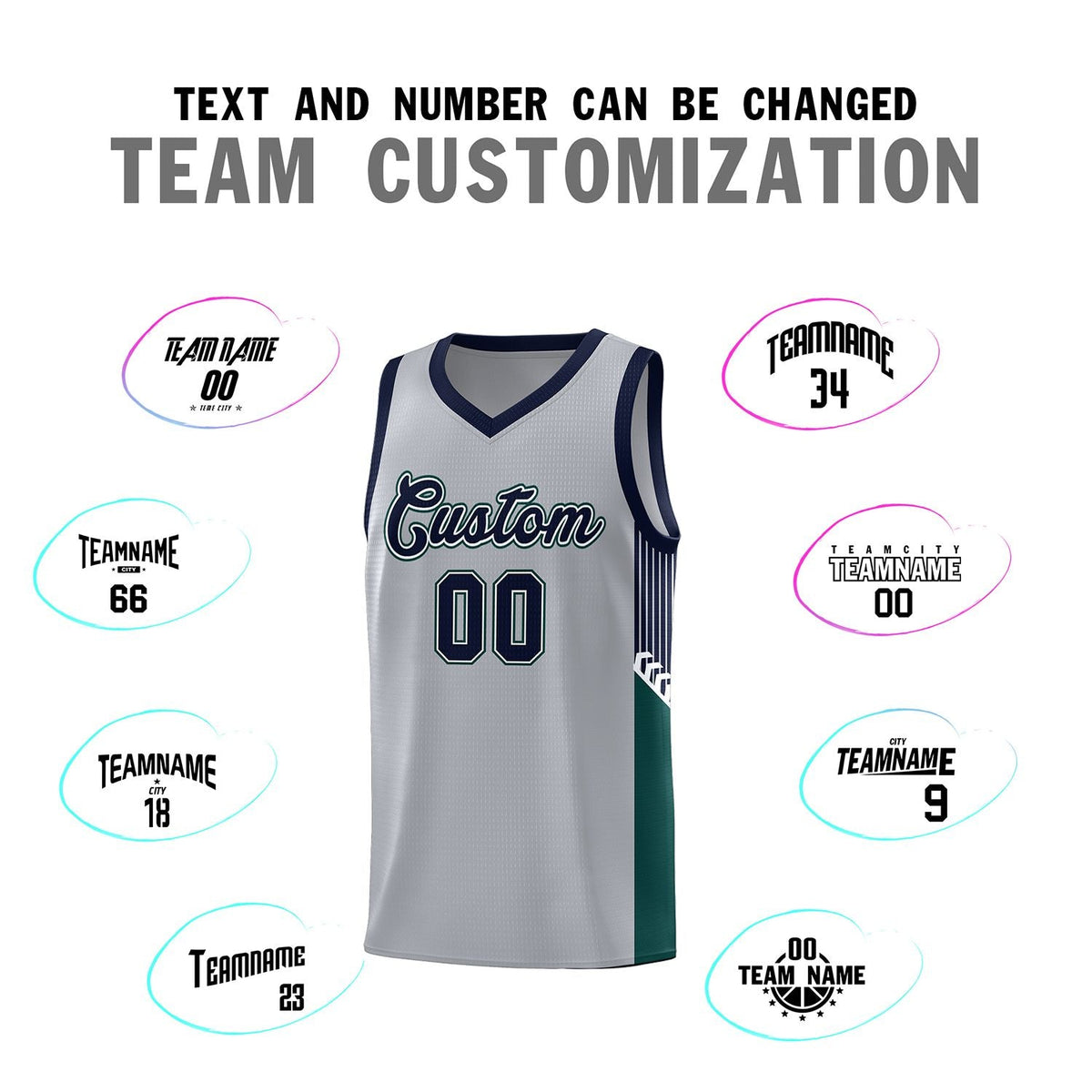 Custom Gray Navy-White Side Stripe Fashion Sports Uniform Basketball Jersey Limited