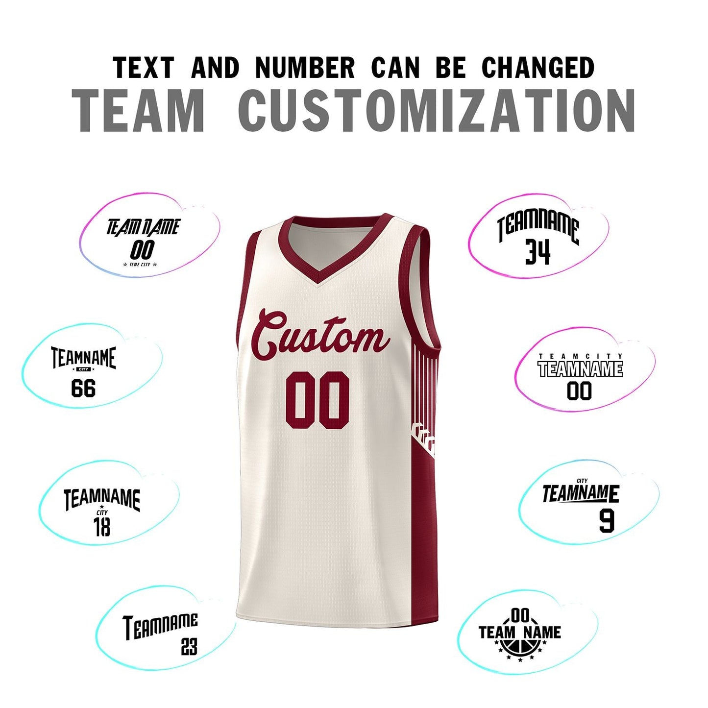 Custom Khaki Crimson Side Stripe Fashion Sports Uniform Basketball Jersey Limited