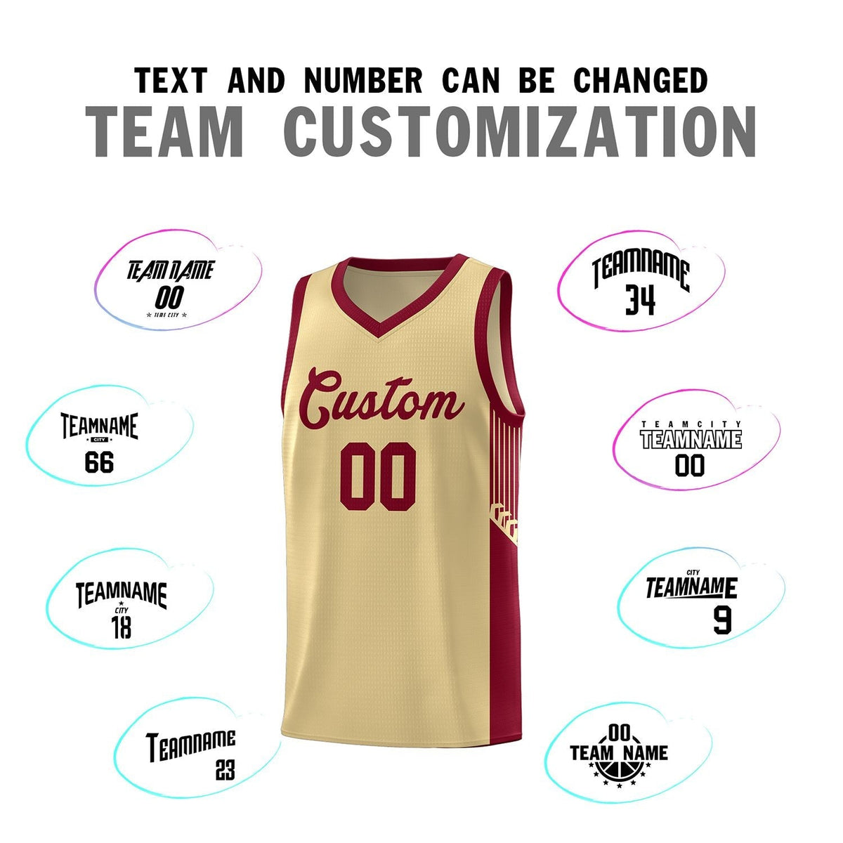 Custom Khaki Crimson Side Stripe Fashion Sports Uniform Basketball Jersey Limited