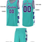Custom Aqua Purple-White Side Two-Color Triangle Splicing Sports Uniform Basketball Jersey Limited