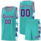 Custom Aqua Purple-White Side Two-Color Triangle Splicing Sports Uniform Basketball Jersey