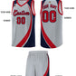 Custom Gray Red-Navy Color Block Sports Uniform Basketball Jersey Limited
