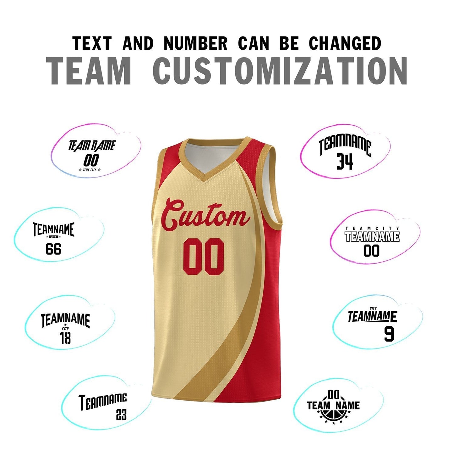 Custom Khaki Old Gold-Red Color Block Sports Uniform Basketball Jersey Limited