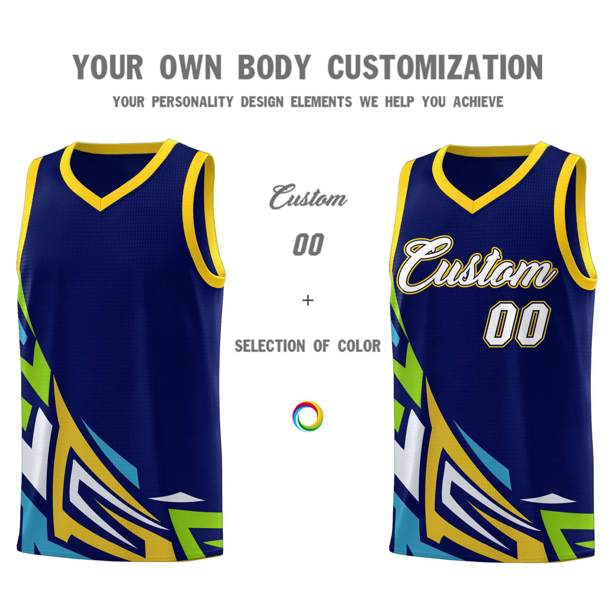 Custom Navy Gradient Graffiti Pattern Sports Uniform Basketball Jersey Limited