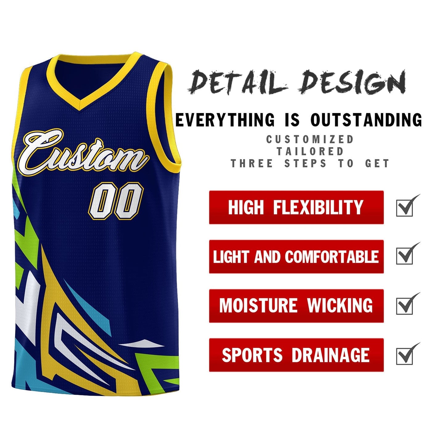Custom Navy Gradient Graffiti Pattern Sports Uniform Basketball Jersey Limited