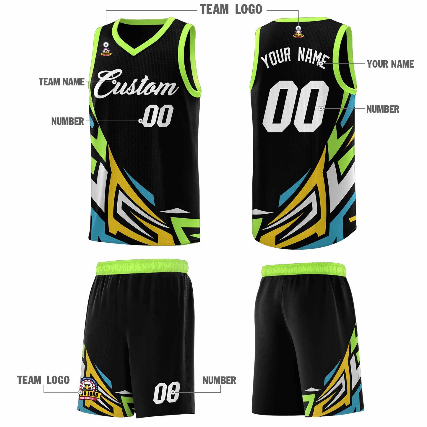 Custom Black Gradient Graffiti Pattern Sports Uniform Basketball Jersey Limited