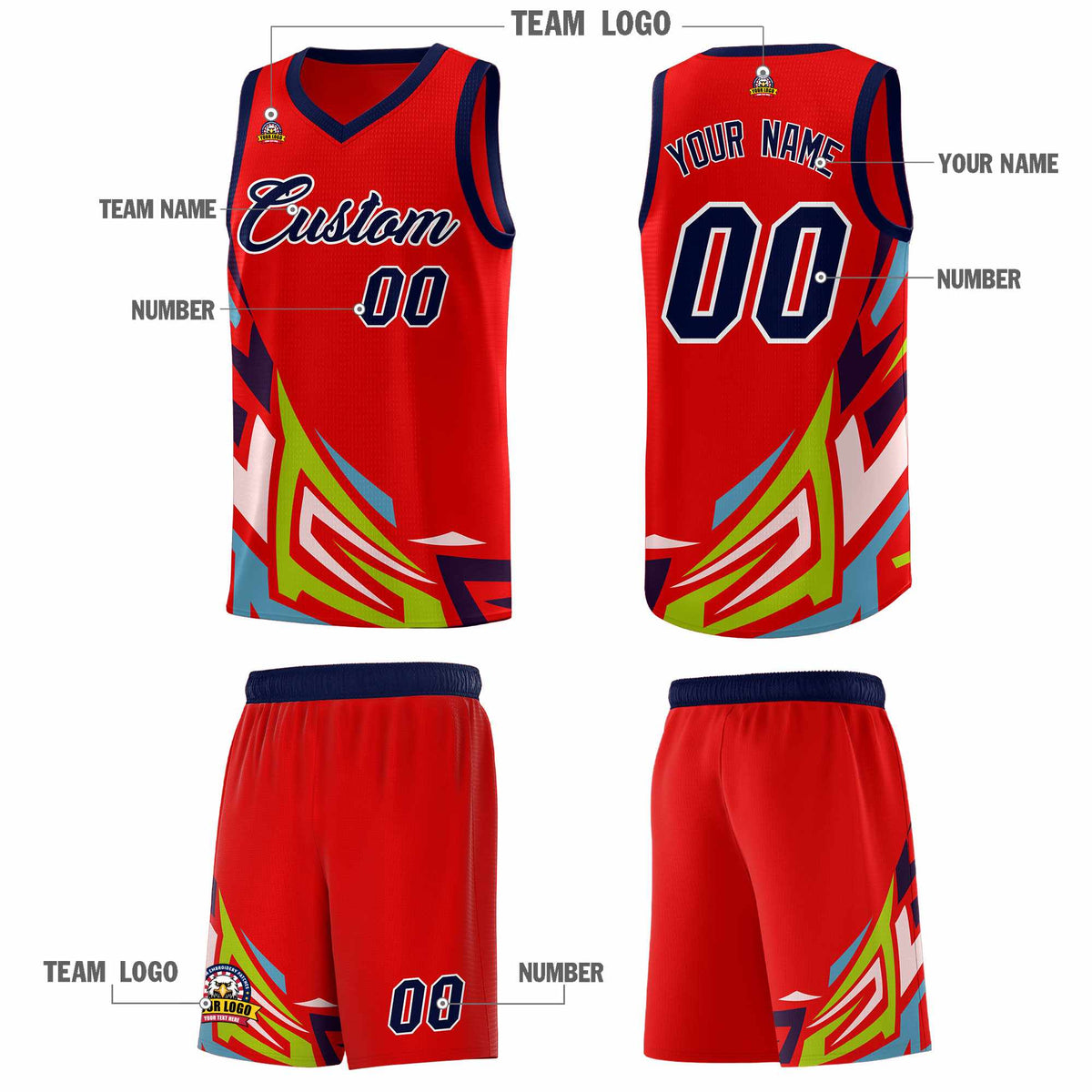 Custom Red Gradient Graffiti Pattern Sports Uniform Basketball Jersey Limited