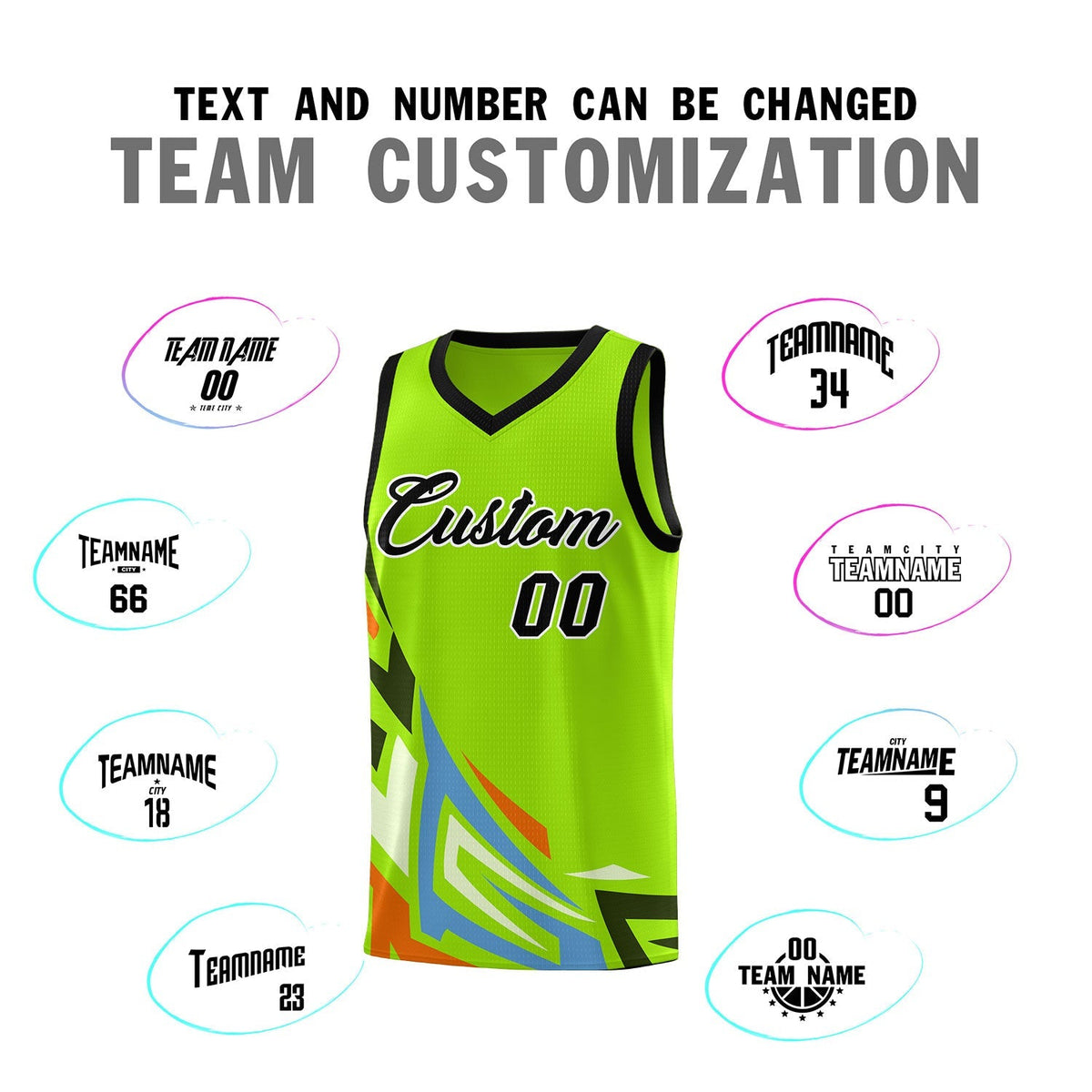 Custom Neon Green Gradient Graffiti Pattern Sports Uniform Basketball Jersey Limited