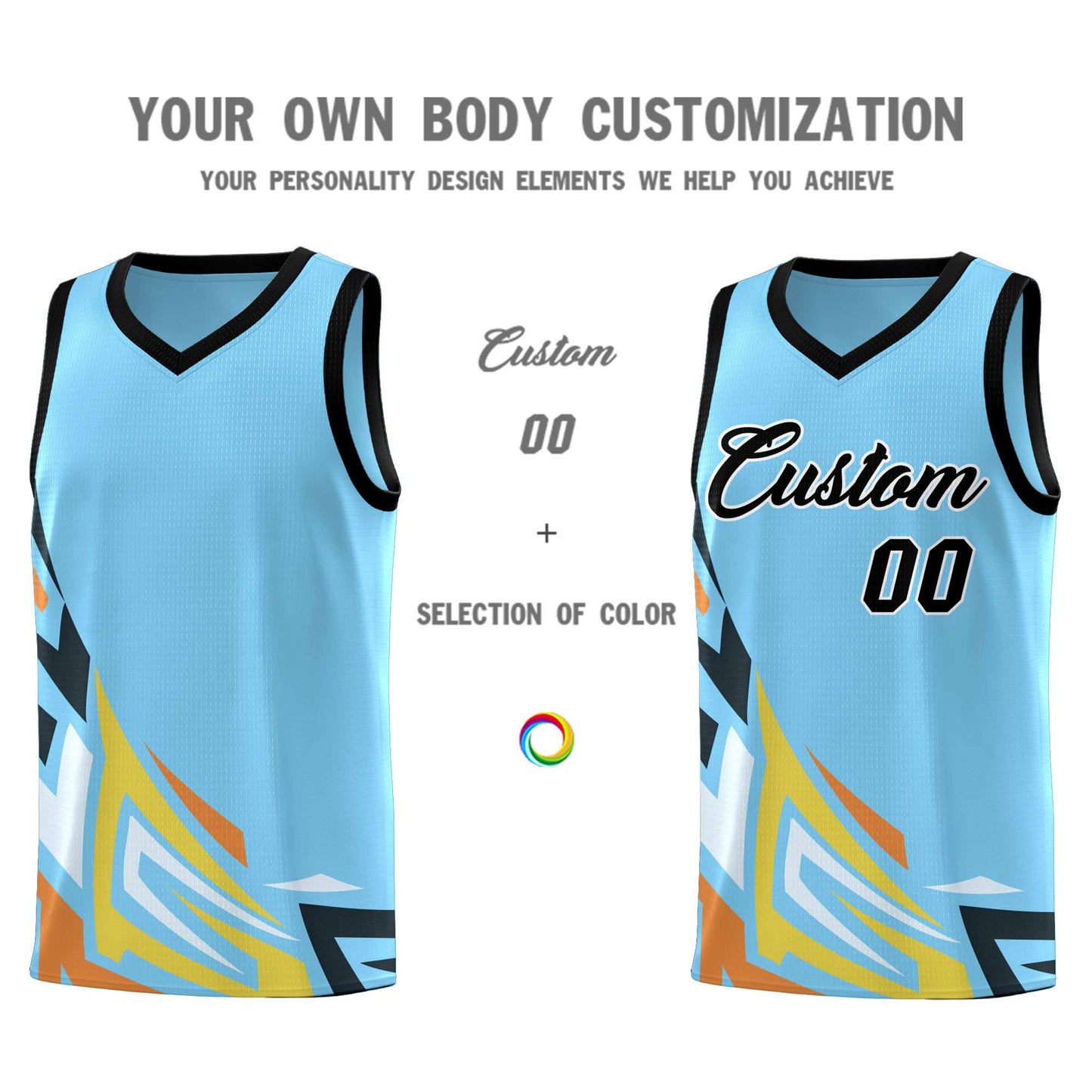 Custom Light Blue Gradient Graffiti Pattern Sports Uniform Basketball Jersey Limited