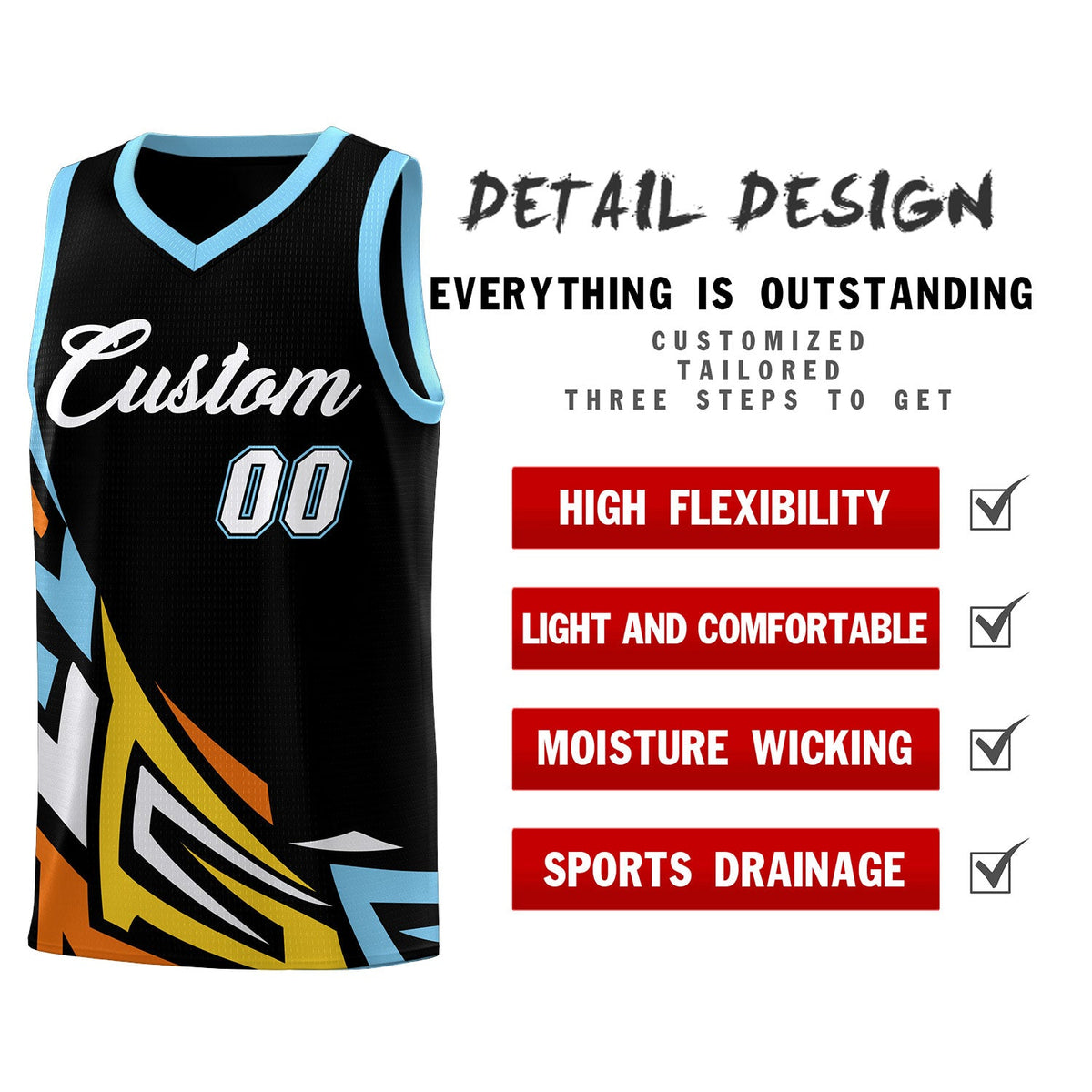 Custom Black Gradient Graffiti Pattern Sports Uniform Basketball Jersey Limited