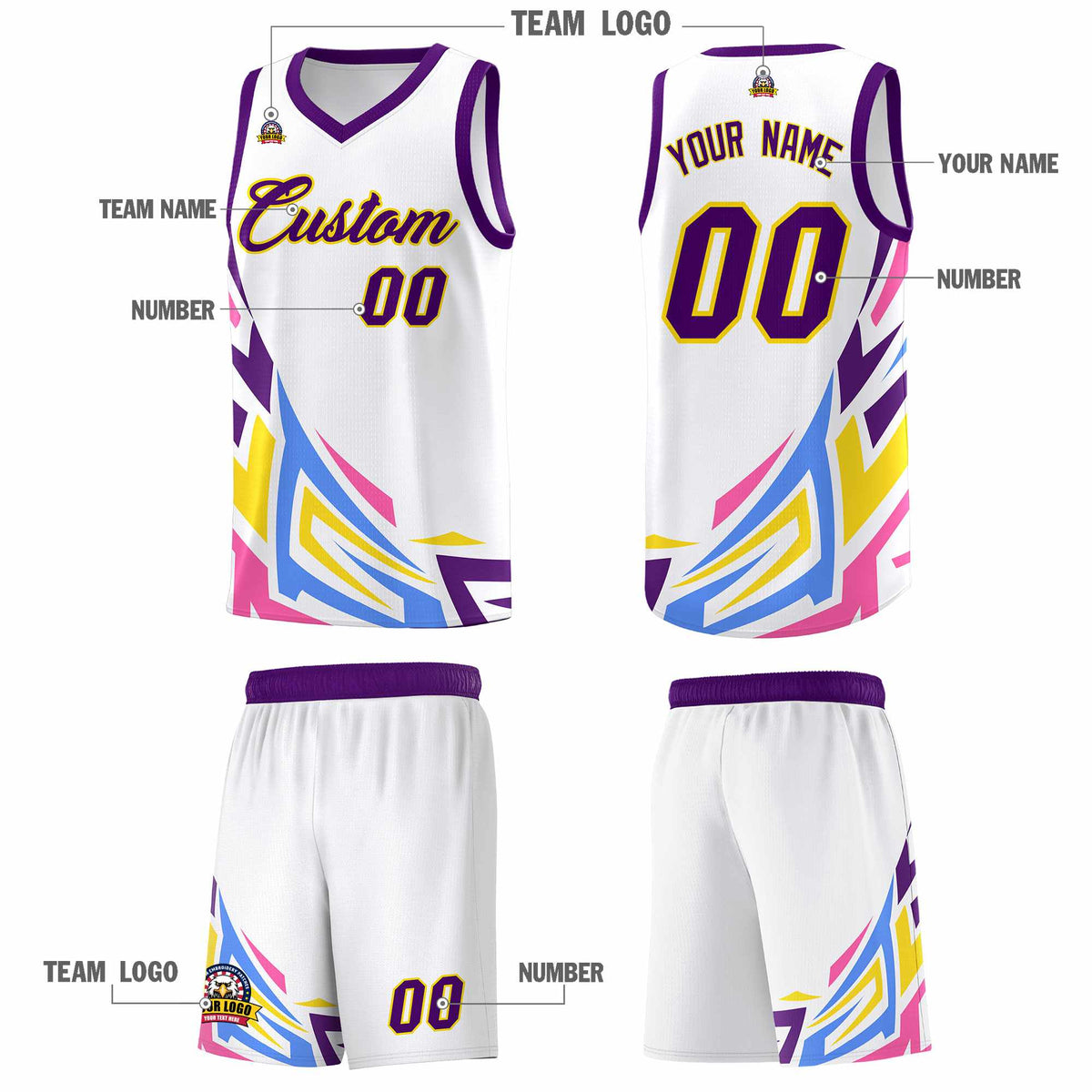 Custom White Gradient Graffiti Pattern Sports Uniform Basketball Jersey Limited