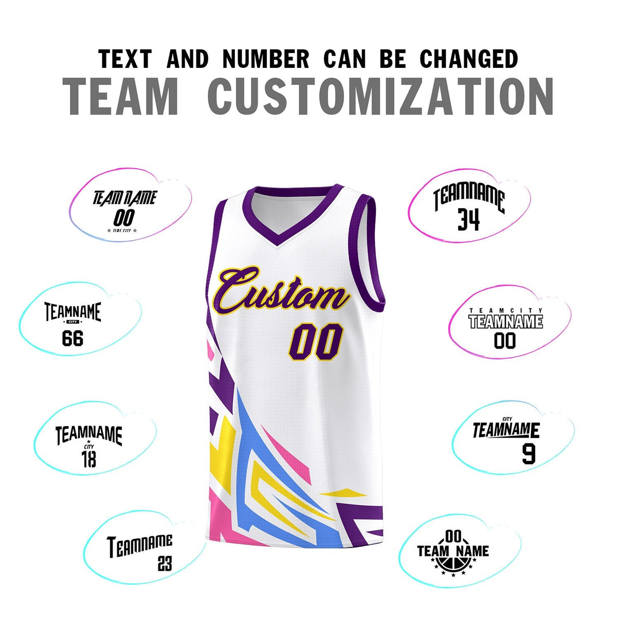Custom White Gradient Graffiti Pattern Sports Uniform Basketball Jersey Limited