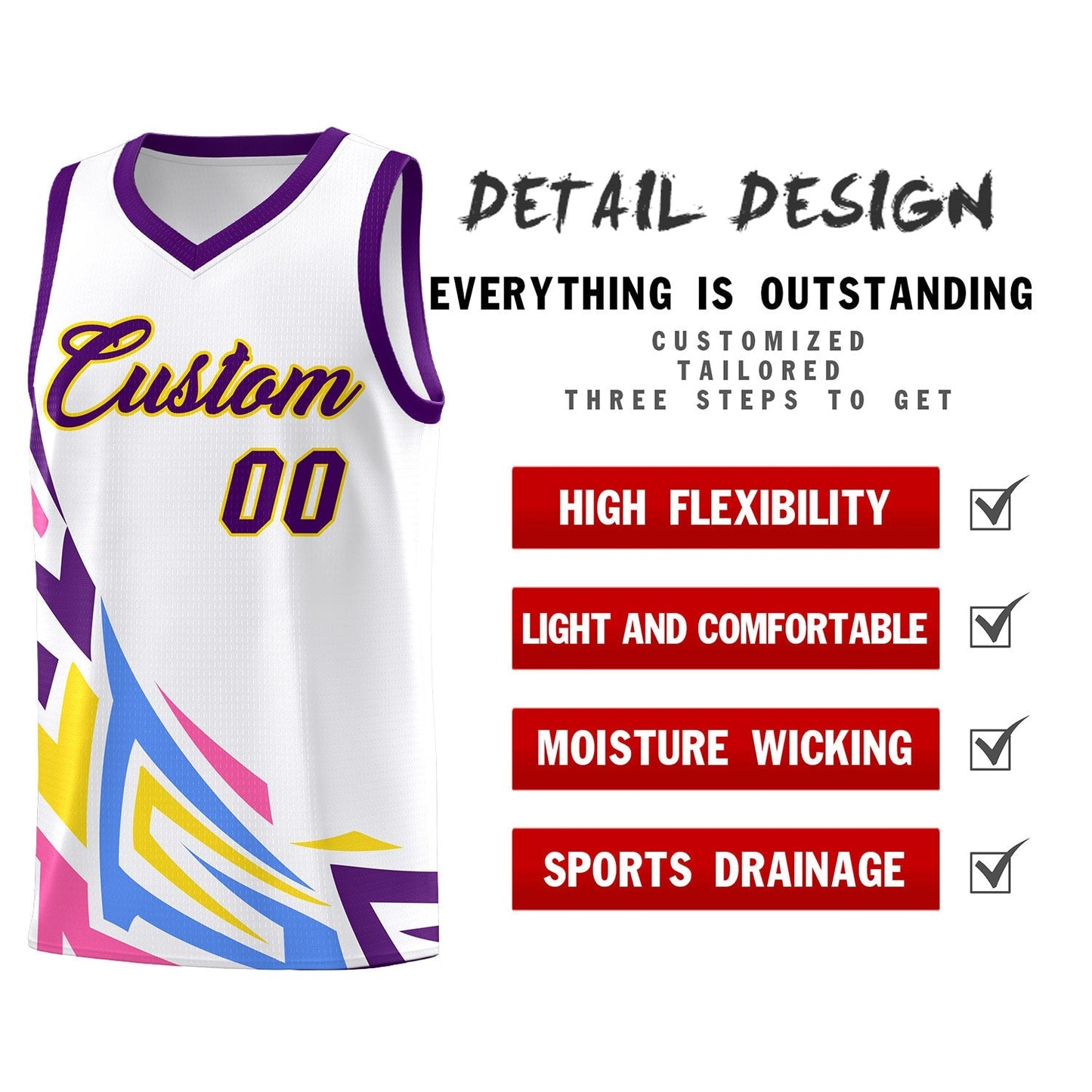 Custom White Gradient Graffiti Pattern Sports Uniform Basketball Jersey Limited