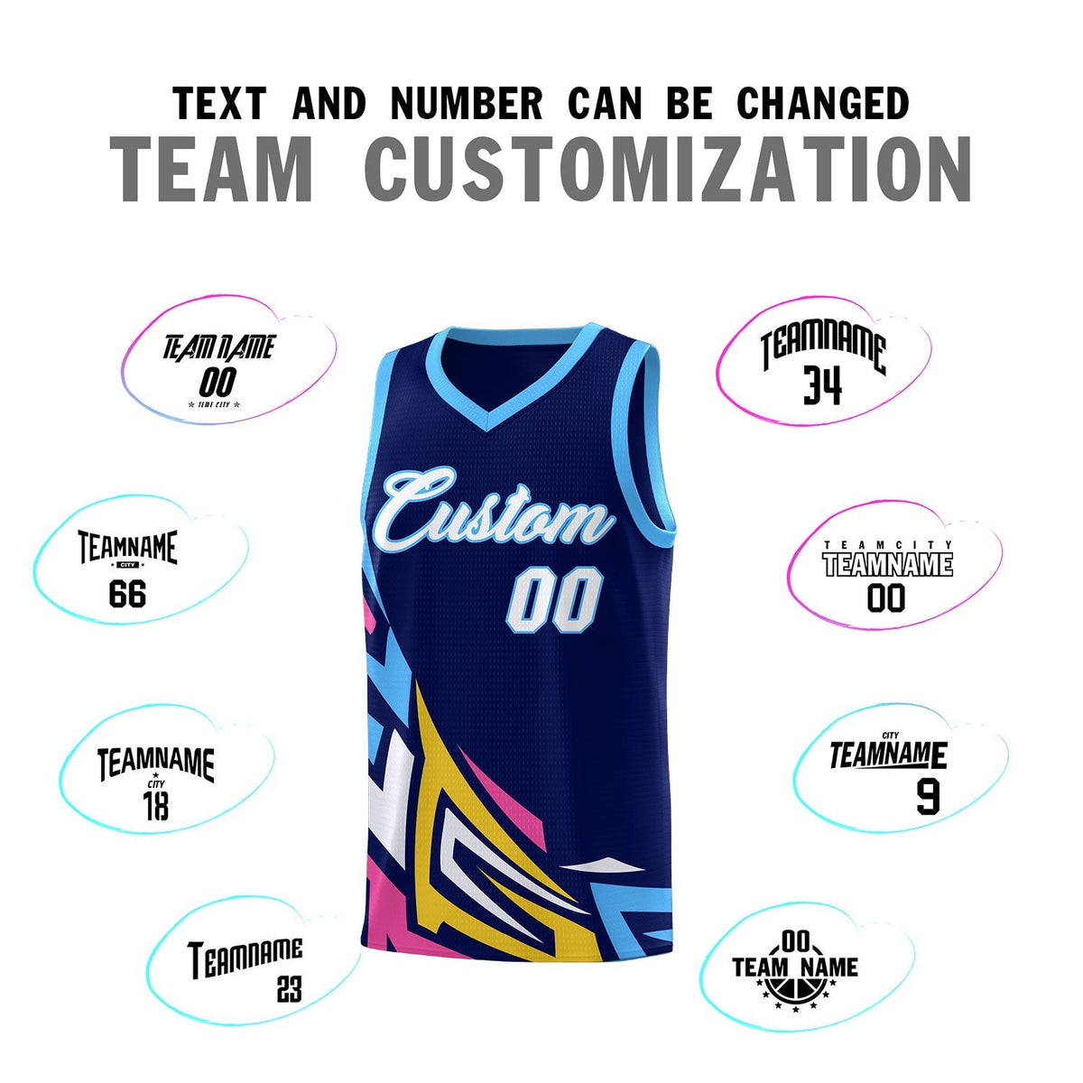 Custom Navy Gradient Graffiti Pattern Sports Uniform Basketball Jersey Limited