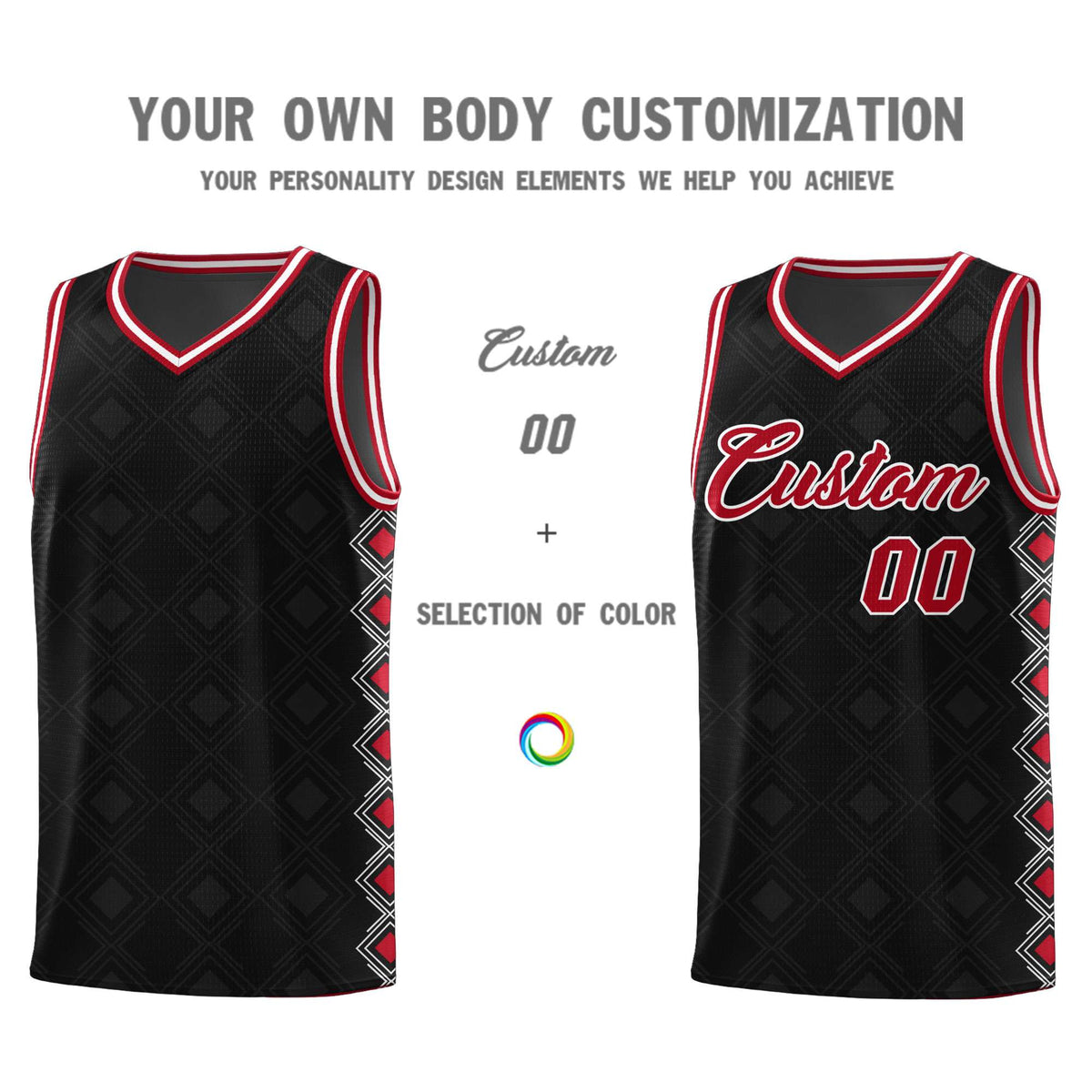 Custom Black Side Blocks Sports Uniform Basketball Jersey Limited