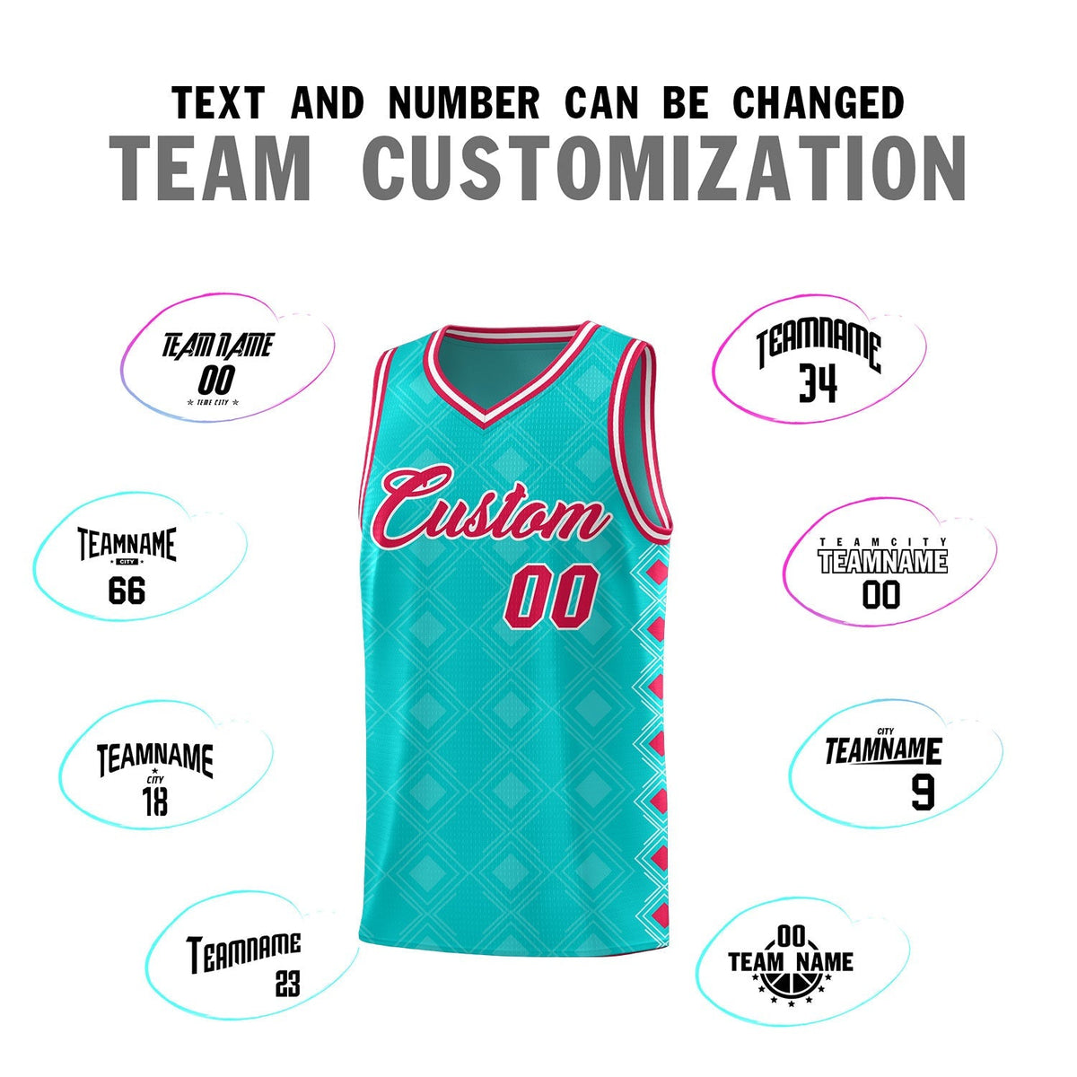 Custom Aqua Side Blocks Sports Uniform Basketball Jersey Limited
