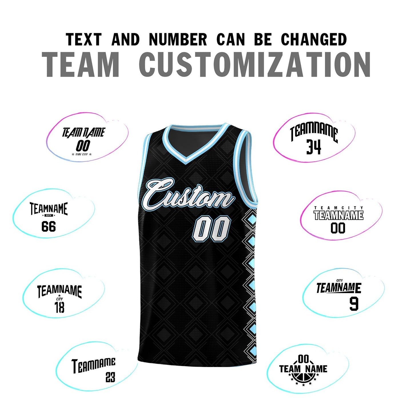 Custom Black Side Blocks Sports Uniform Basketball Jersey Limited
