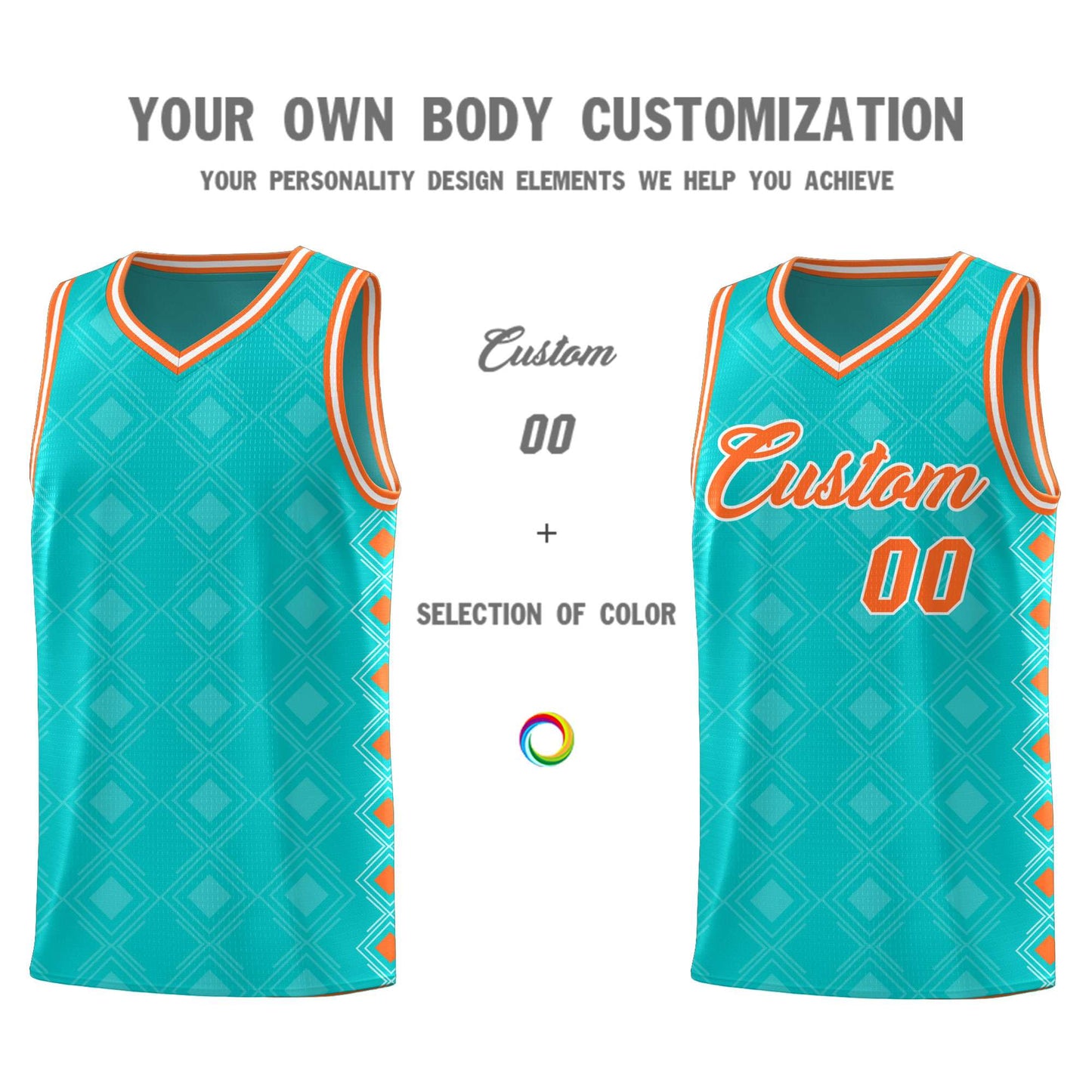 Custom Aqua Side Blocks Sports Uniform Basketball Jersey Limited