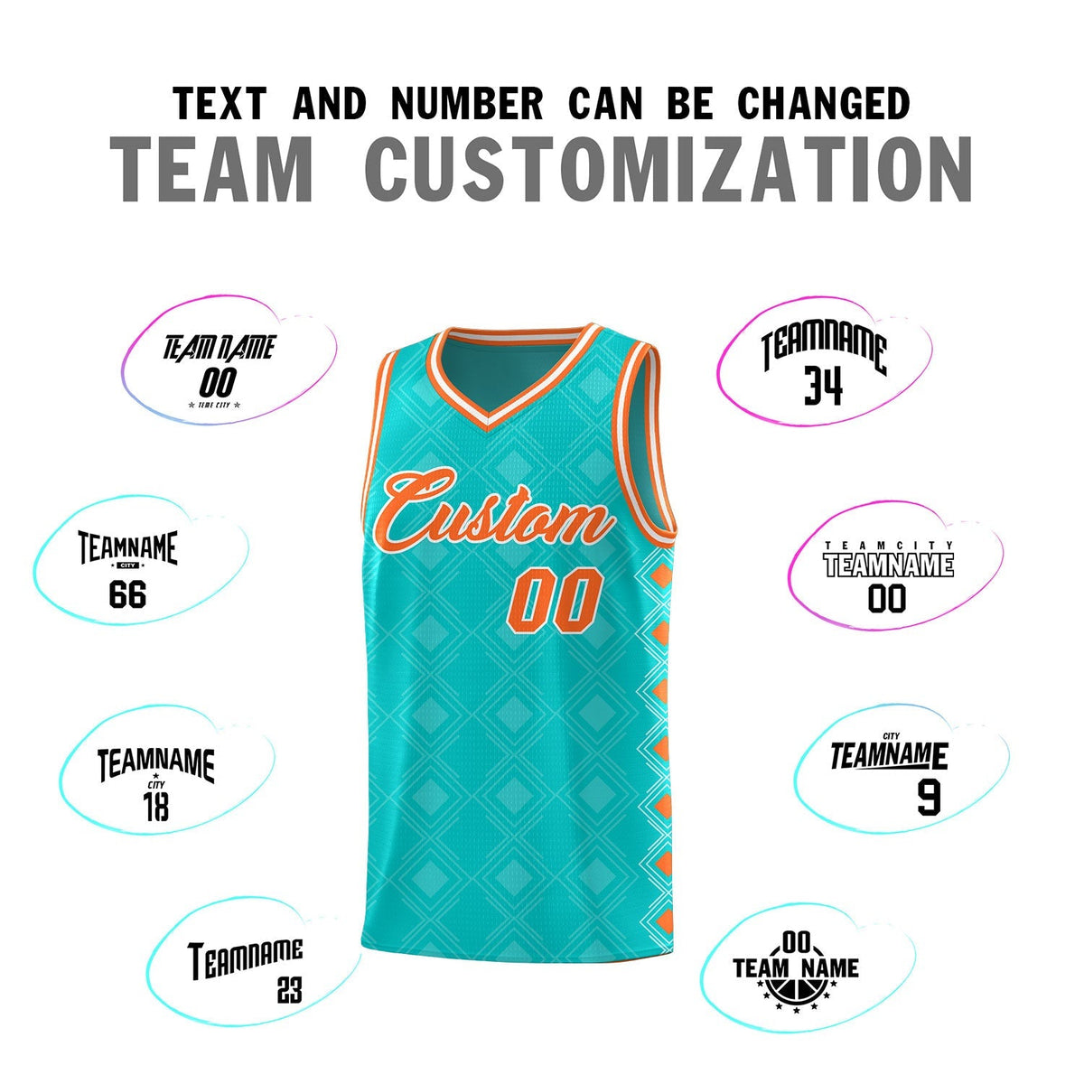 Custom Aqua Side Blocks Sports Uniform Basketball Jersey Limited