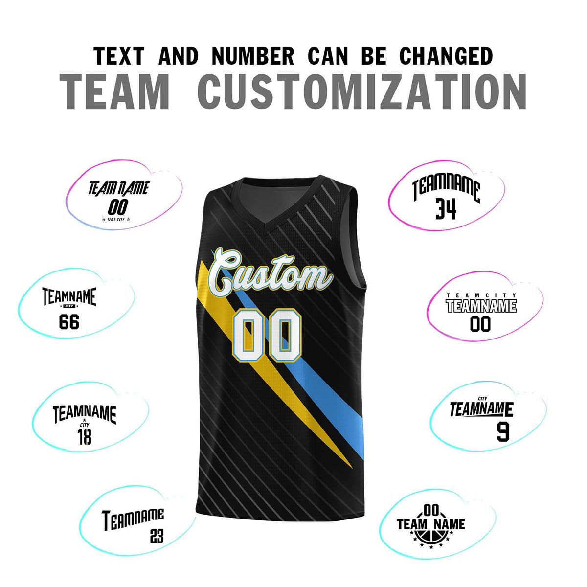 Custom Black Diagonal Pinstripe Pattern Color Block Sports Uniform Basketball Jersey Limited