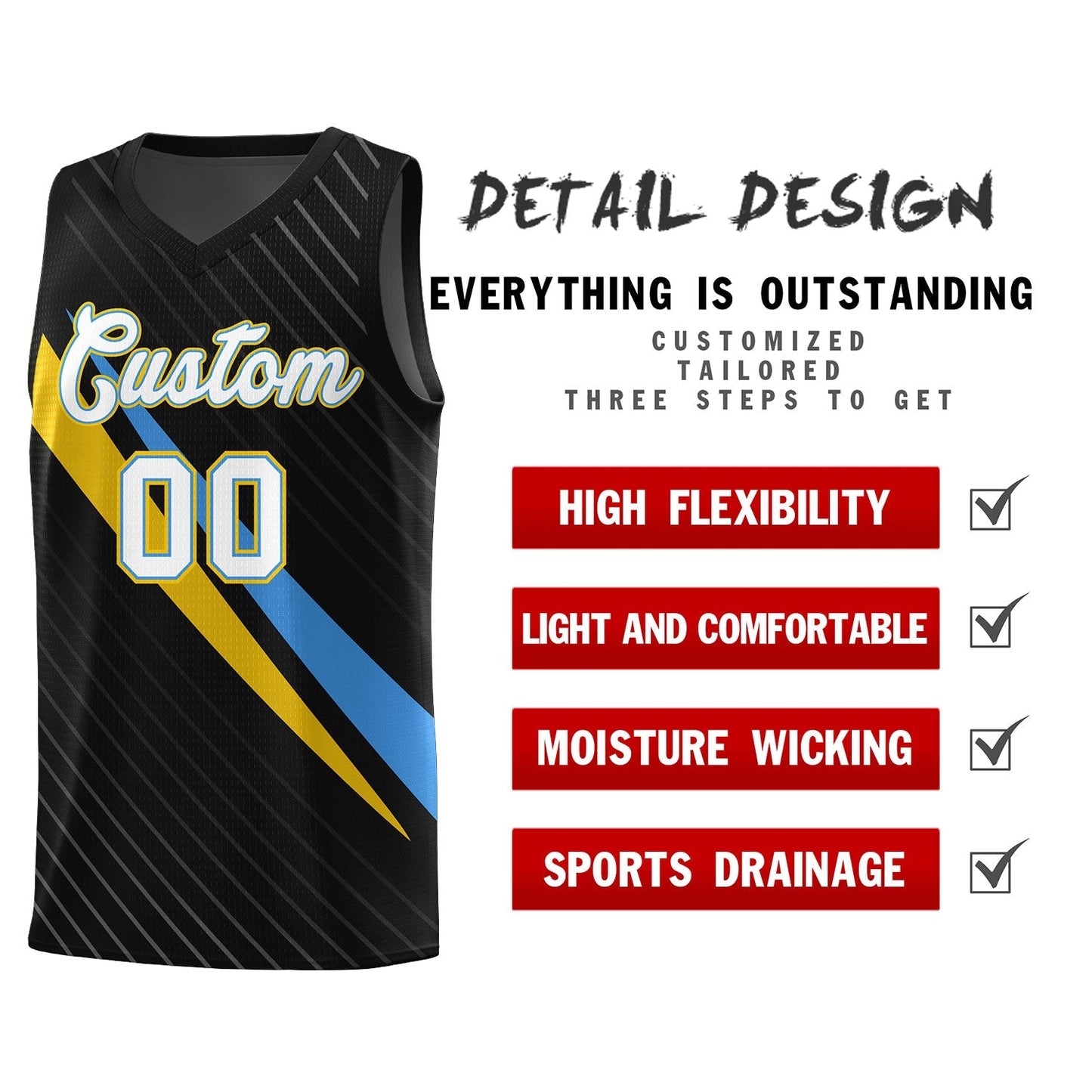 Custom Black Diagonal Pinstripe Pattern Color Block Sports Uniform Basketball Jersey Limited