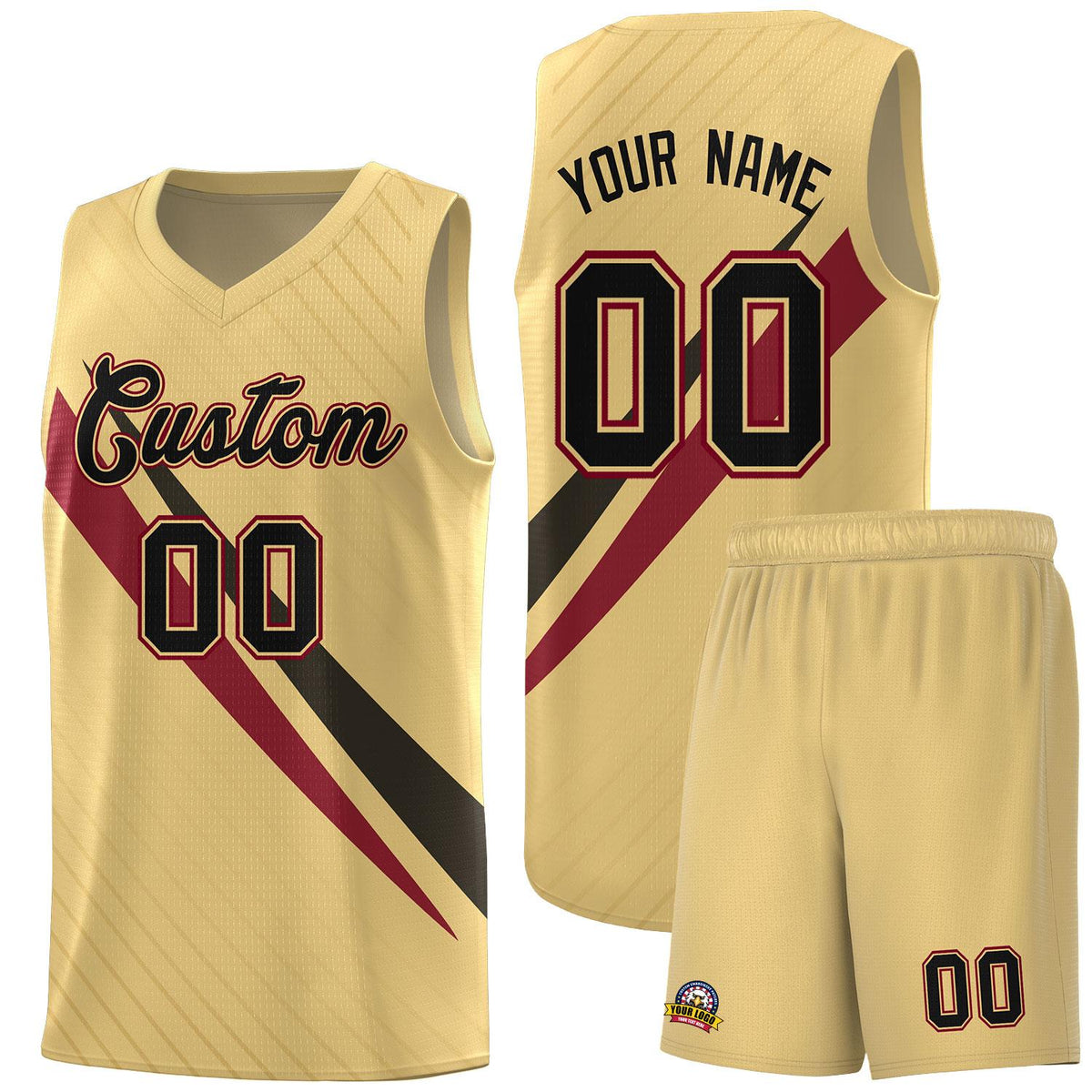 Custom Khaki Diagonal Pinstripe Pattern Color Block Sports Uniform Basketball Jersey