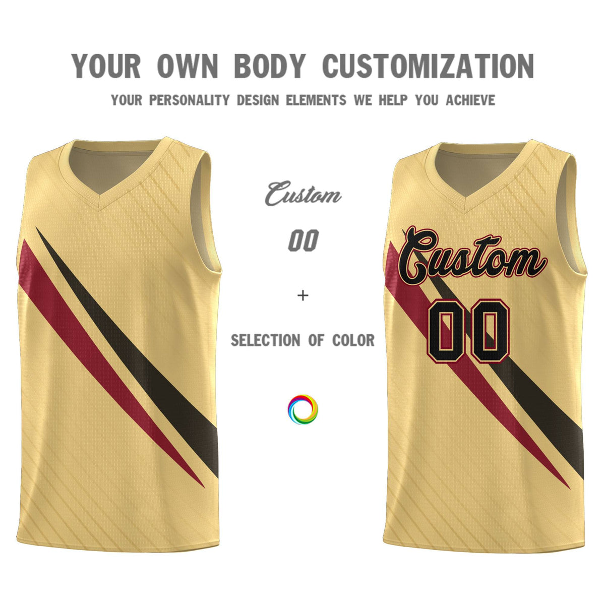 Custom Khaki Diagonal Pinstripe Pattern Color Block Sports Uniform Basketball Jersey Limited
