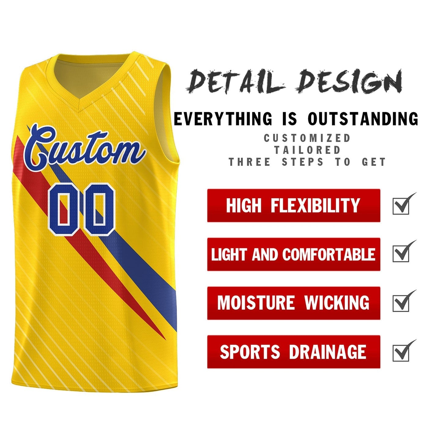 Custom Gold Diagonal Pinstripe Pattern Color Block Sports Uniform Basketball Jersey Limited
