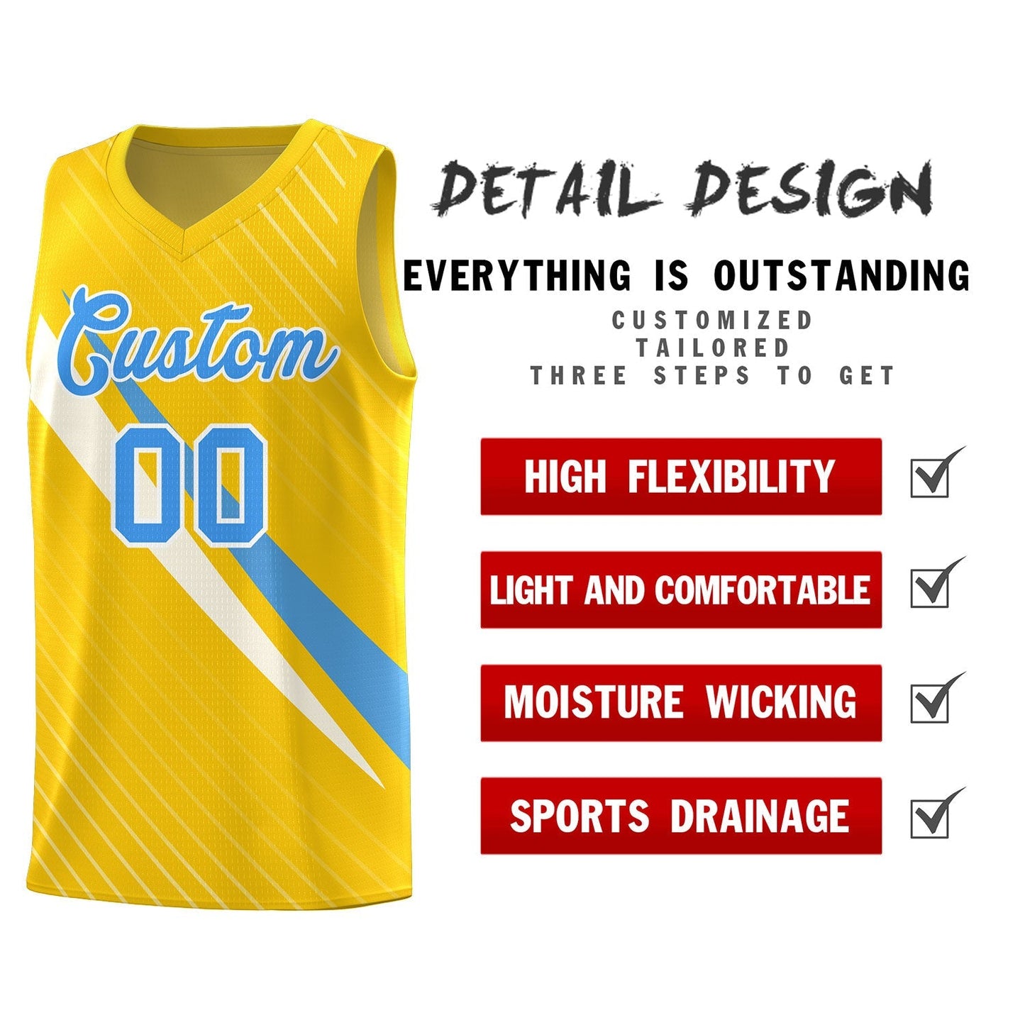 Custom Gold Diagonal Pinstripe Pattern Color Block Sports Uniform Basketball Jersey Limited
