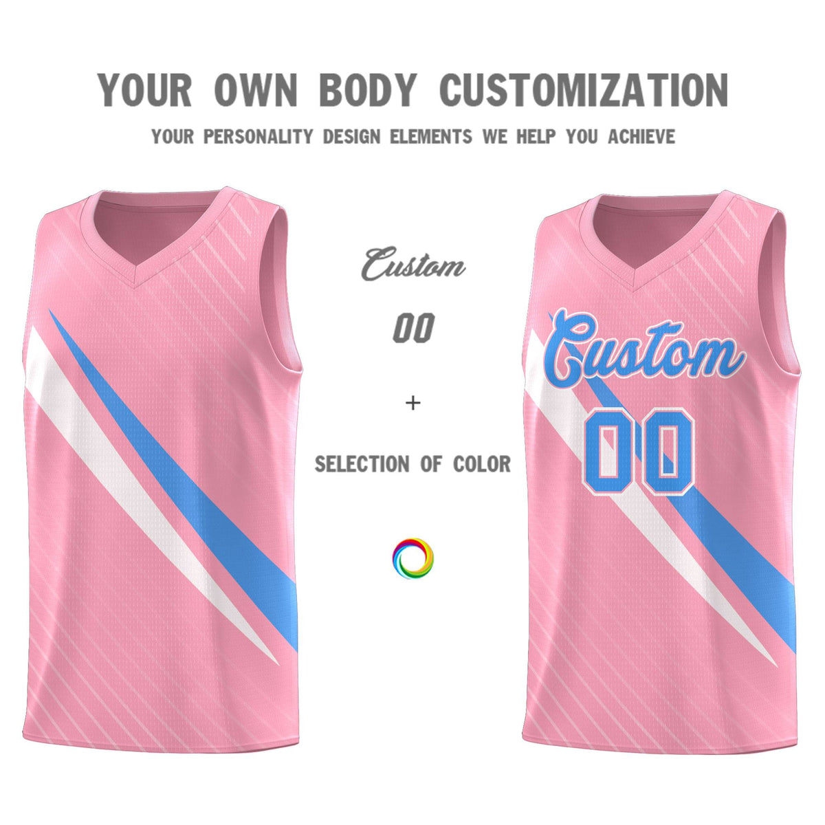 Custom Light Pink Diagonal Pinstripe Pattern Color Block Sports Uniform Basketball Jersey Limited
