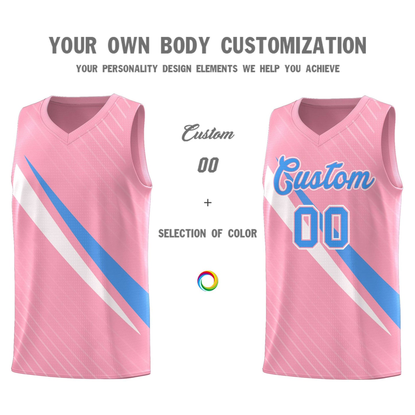 Custom Light Pink Diagonal Pinstripe Pattern Color Block Sports Uniform Basketball Jersey Limited