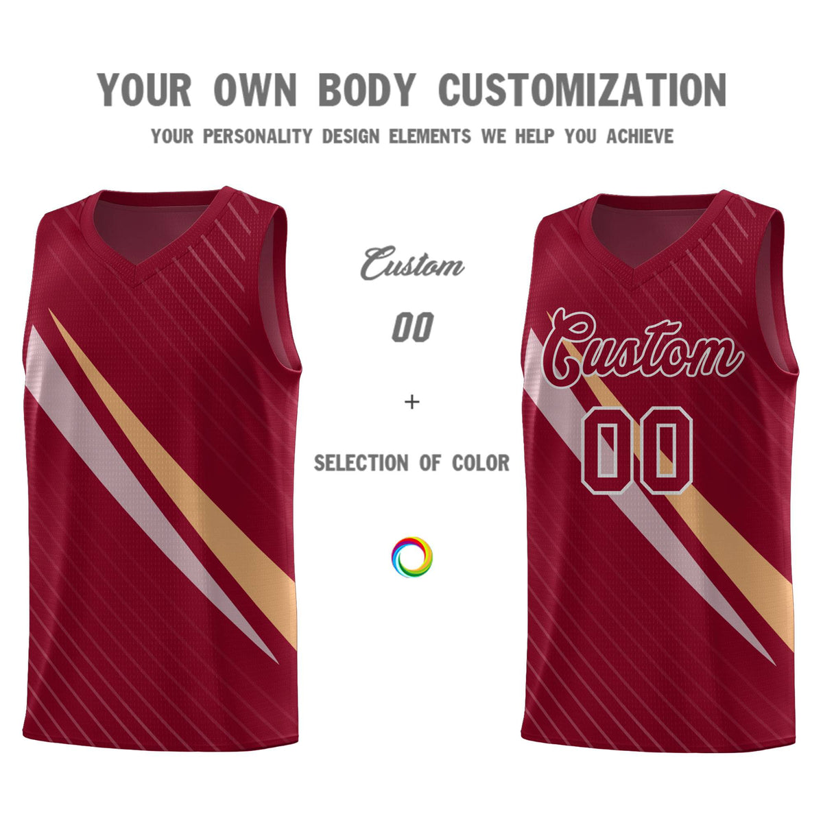Custom Crimson Diagonal Pinstripe Pattern Color Block Sports Uniform Basketball Jersey Limited