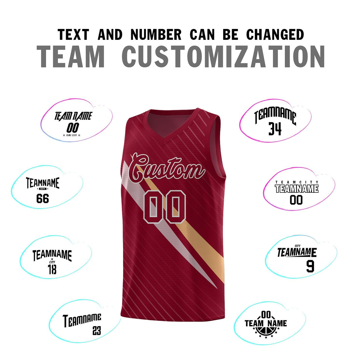 Custom Crimson Diagonal Pinstripe Pattern Color Block Sports Uniform Basketball Jersey Limited