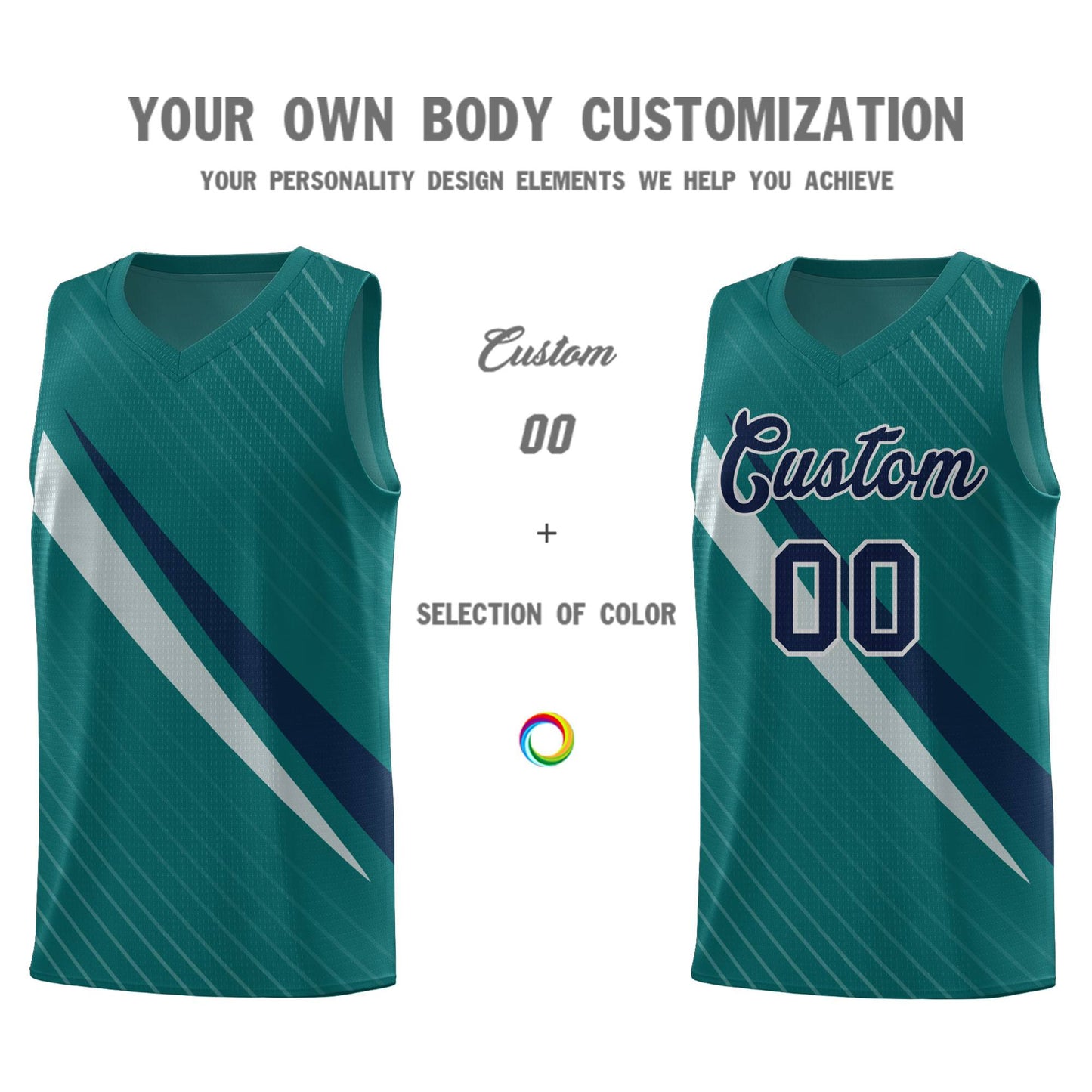 Custom Aqua Diagonal Pinstripe Pattern Color Block Sports Uniform Basketball Jersey Limited