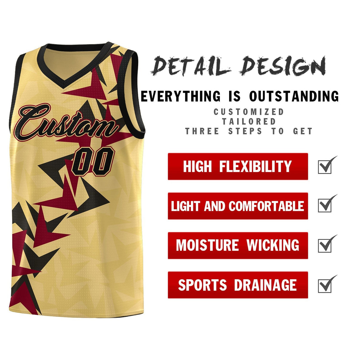Custom Khaki Boomerang Pattern Sets Basketball Jersey Limited