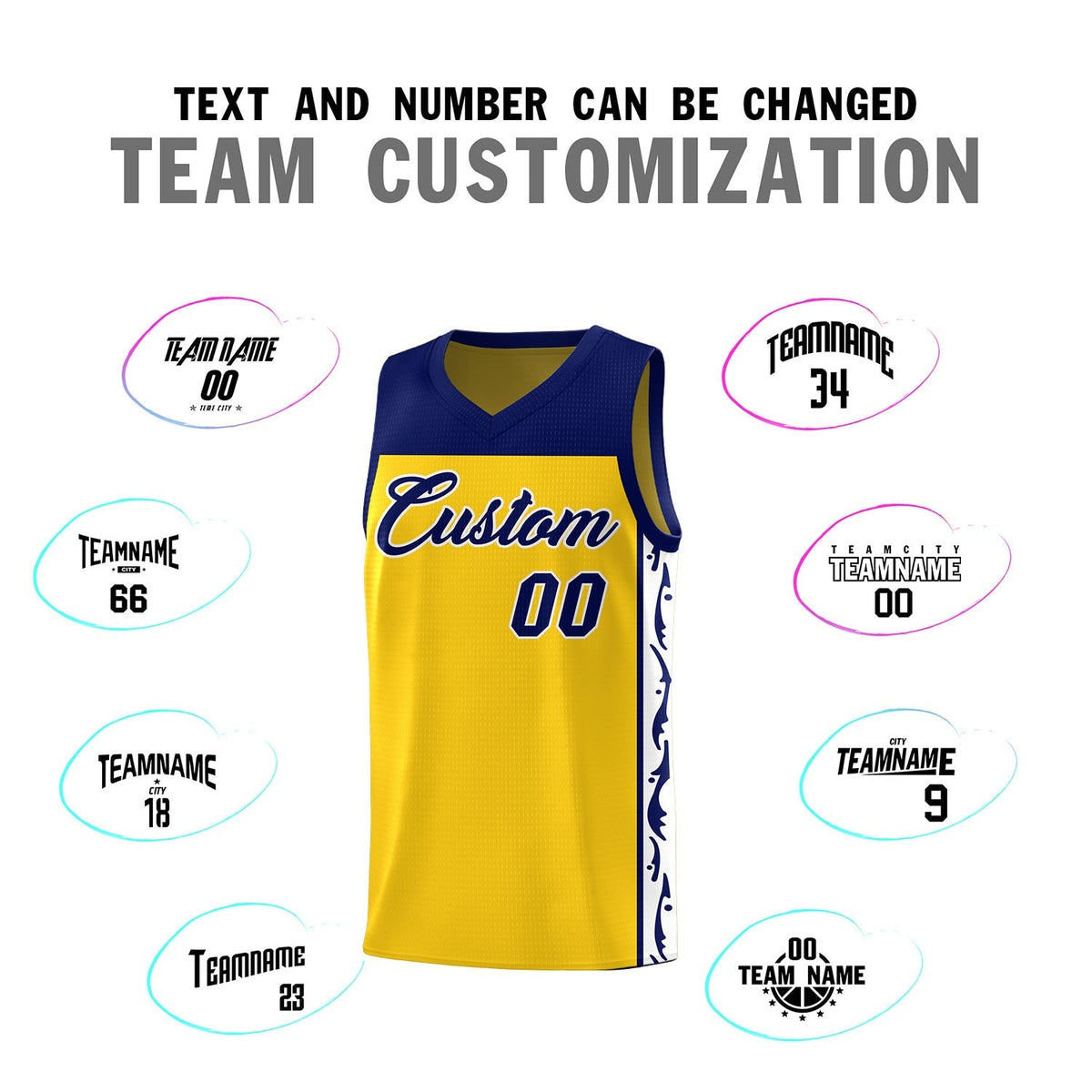 Custom Gold Side Pattern Sports Uniform Basketball Jersey Limited