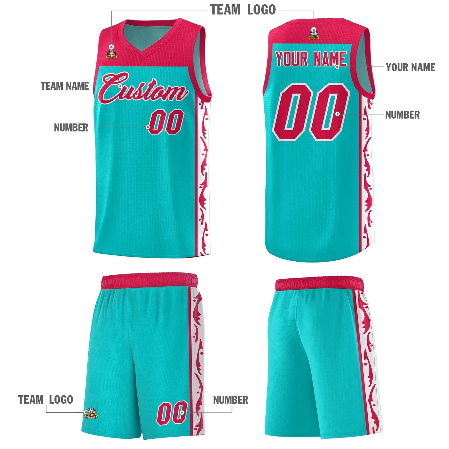 Custom Bright Green Side Pattern Sports Uniform Basketball Jersey Limited