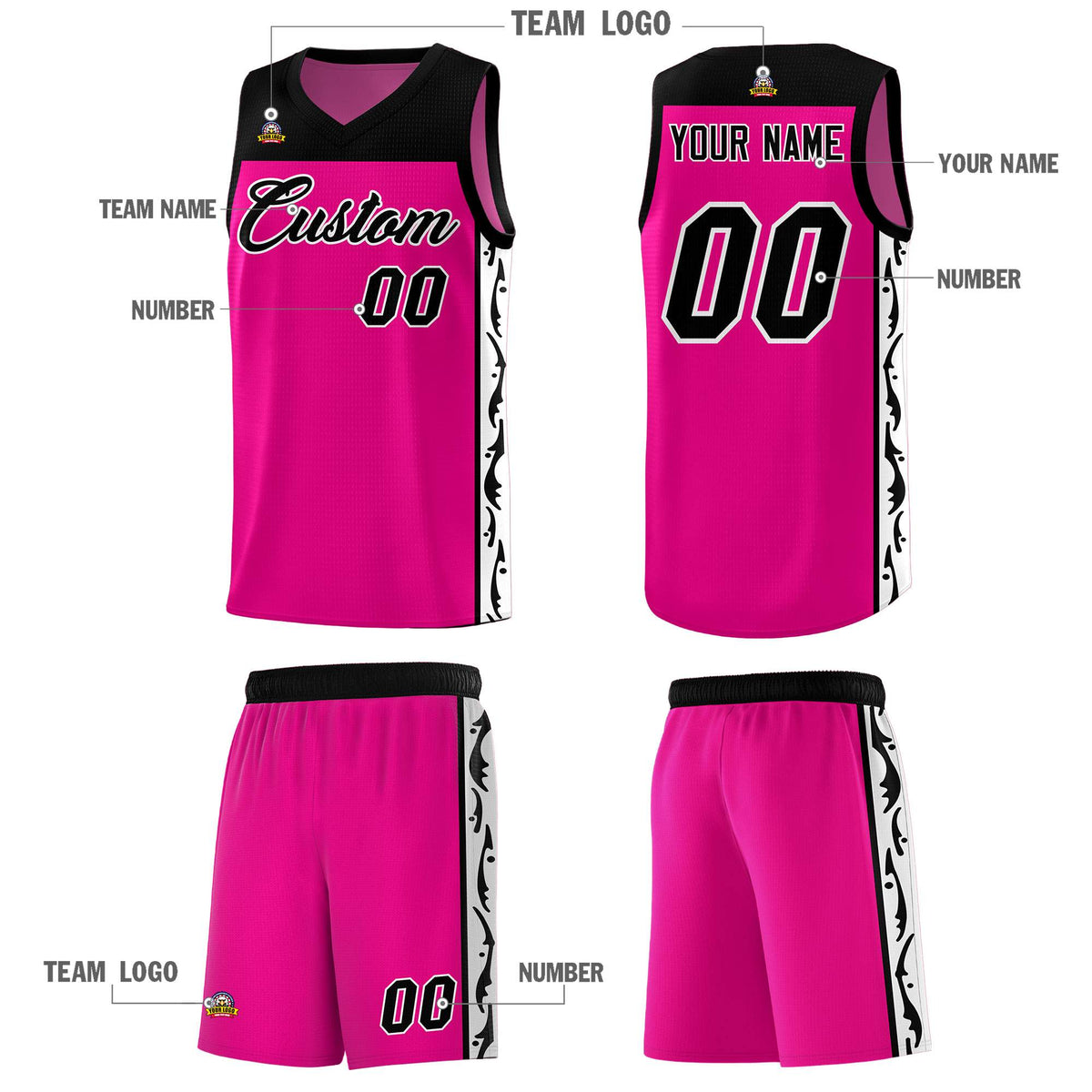 Custom Red Side Pattern Sports Uniform Basketball Jersey Limited