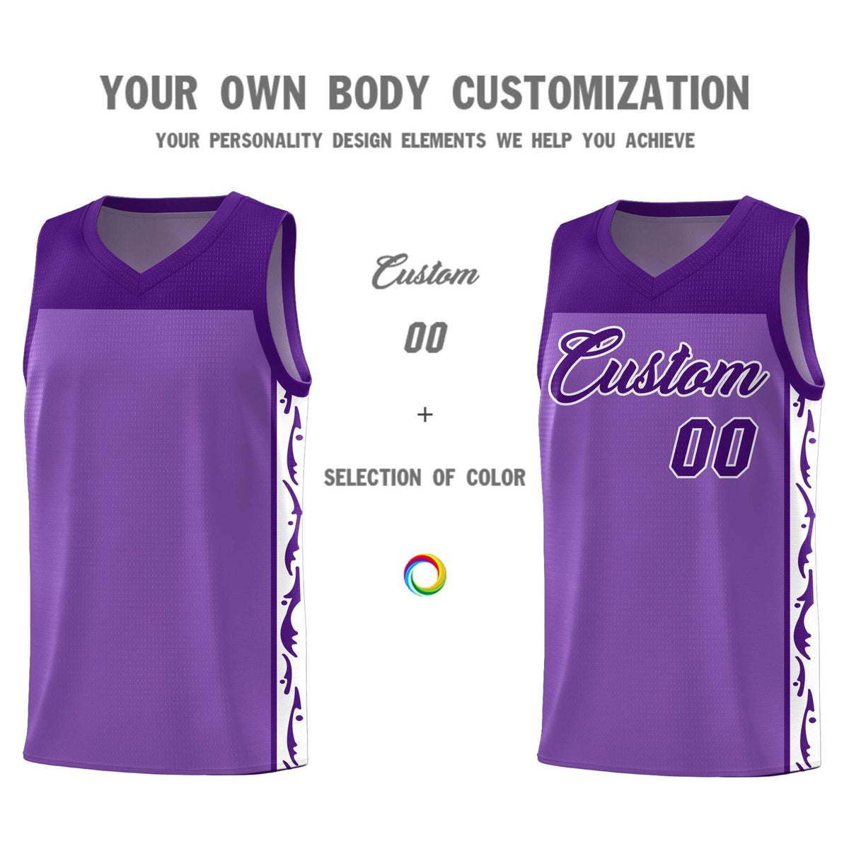 Custom Purple Side Pattern Sports Uniform Basketball Jersey Limited