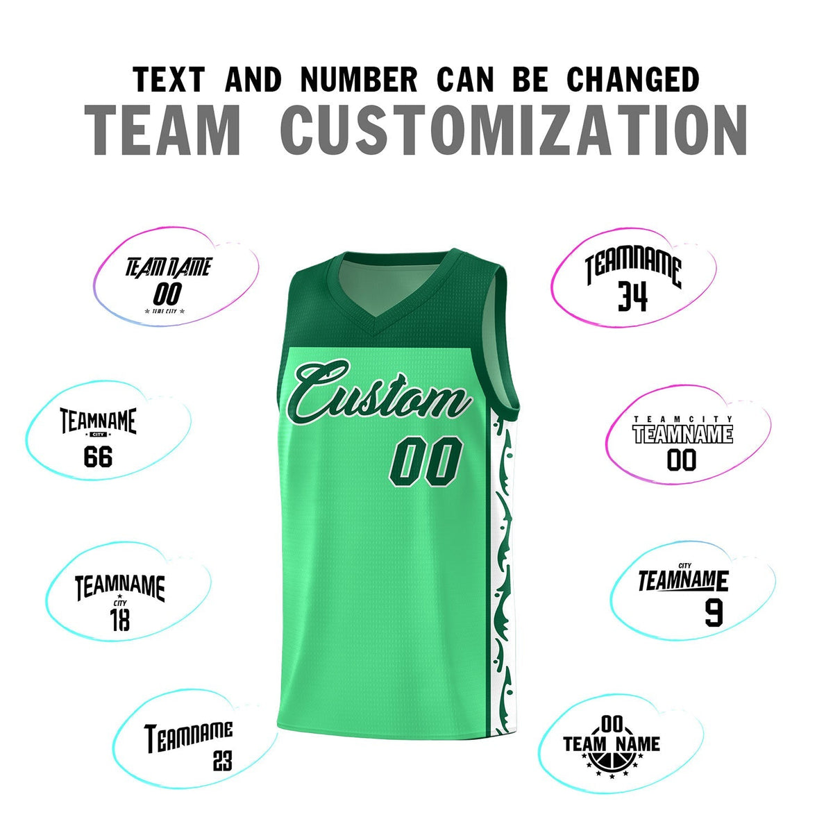 Custom Bright Green Side Pattern Sports Uniform Basketball Jersey Limited