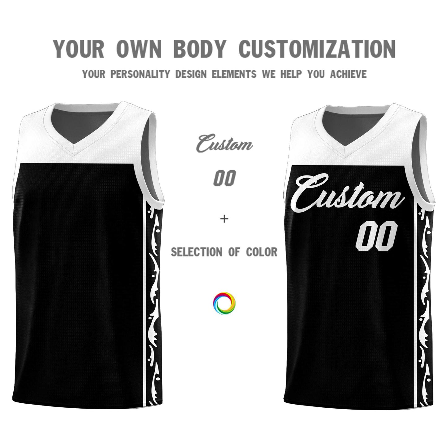Custom Black Side Pattern Sports Uniform Basketball Jersey Limited