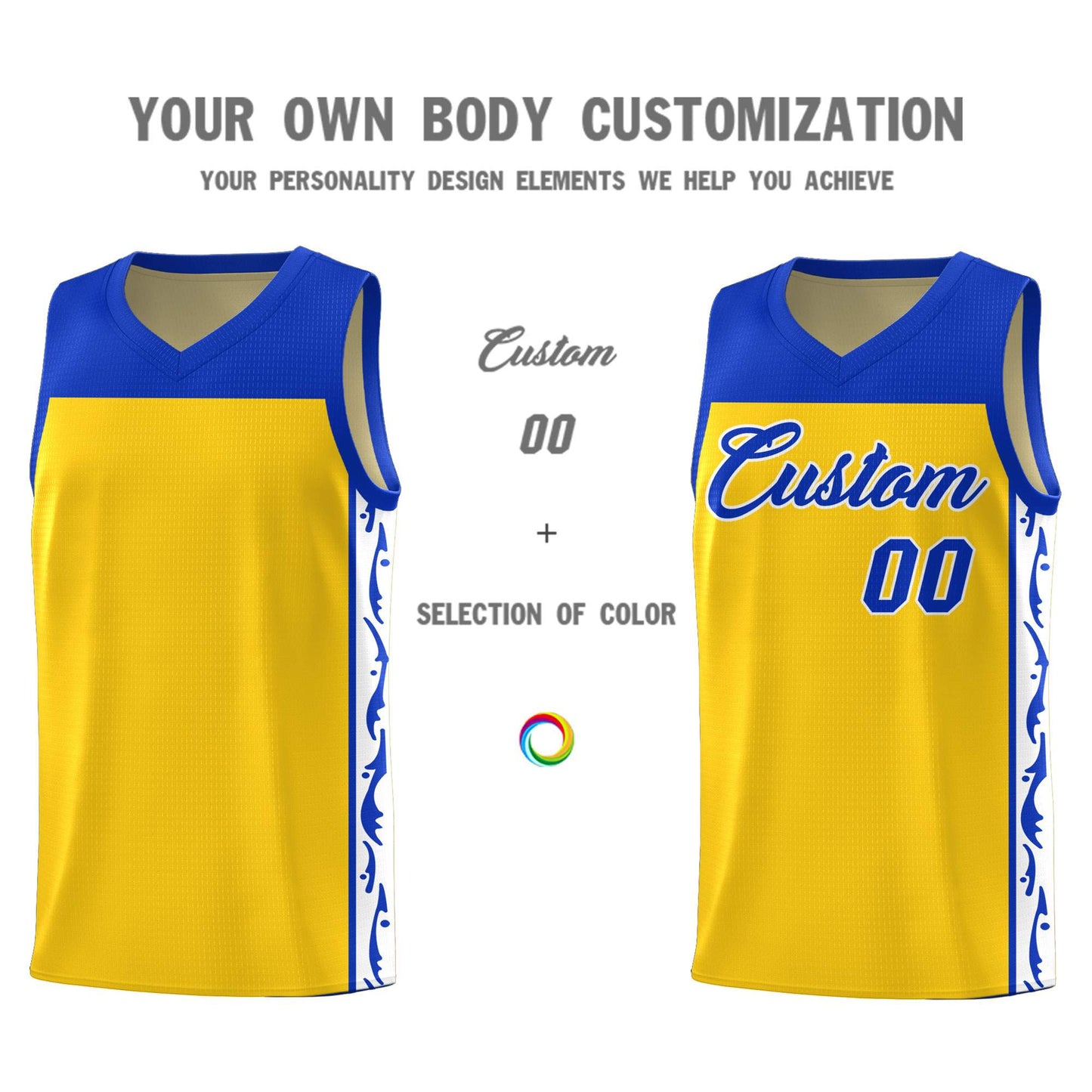Custom Gold Side Pattern Sports Uniform Basketball Jersey Limited